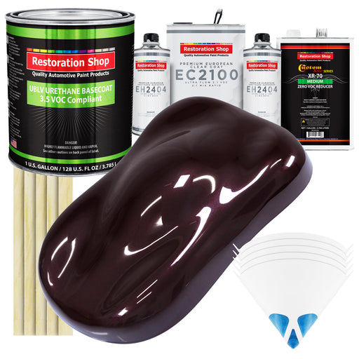 Black Cherry Pearl - LOW VOC Urethane Basecoat with European Clearcoat Auto Paint - Complete Gallon Paint Color Kit - Automotive Coating