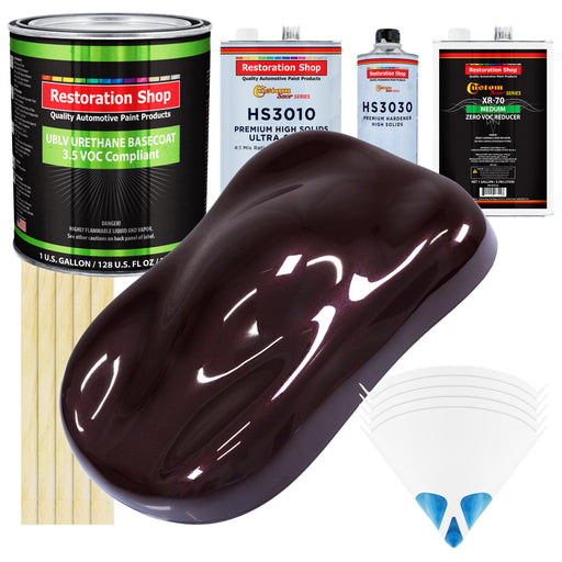 Black Cherry Pearl - LOW VOC Urethane Basecoat with Premium Clearcoat Auto Paint - Complete Medium Gallon Paint Kit - Professional Automotive Coating