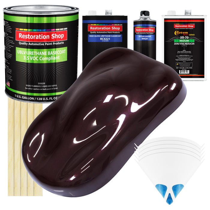 Black Cherry Pearl - LOW VOC Urethane Basecoat with Clearcoat Auto Paint (Complete Medium Gallon Paint Kit) Professional High Gloss Automotive Coating