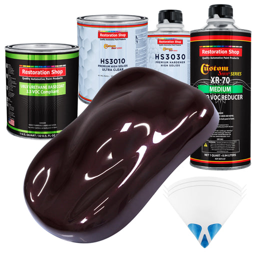 Black Cherry Pearl - LOW VOC Urethane Basecoat with Premium Clearcoat Auto Paint - Complete Medium Quart Paint Kit - Professional Automotive Coating