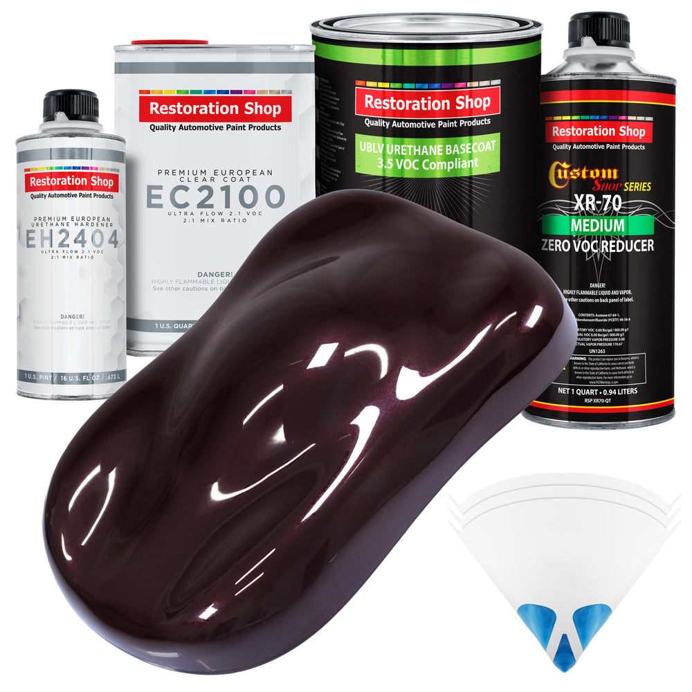 Black Cherry Pearl - LOW VOC Urethane Basecoat with European Clearcoat Auto Paint - Complete Quart Paint Color Kit - Automotive Coating