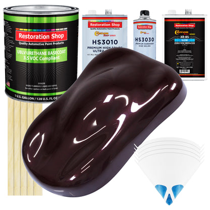 Black Cherry Pearl - LOW VOC Urethane Basecoat with Premium Clearcoat Auto Paint - Complete Slow Gallon Paint Kit - Professional Automotive Coating