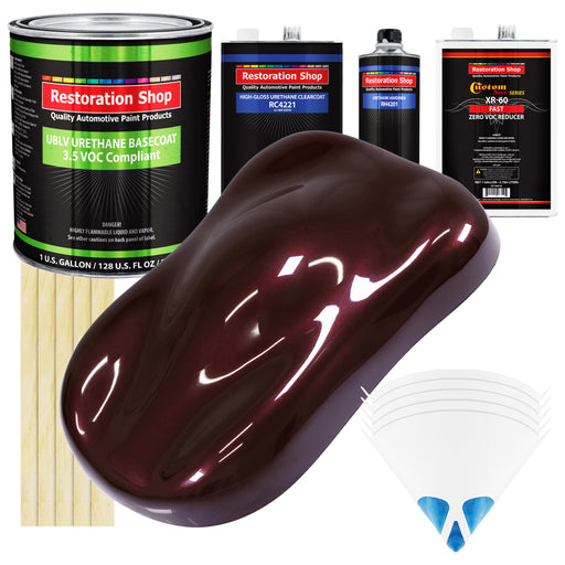 Molten Red Metallic - LOW VOC Urethane Basecoat with Clearcoat Auto Paint (Complete Fast Gallon Paint Kit) Professional High Gloss Automotive Coating