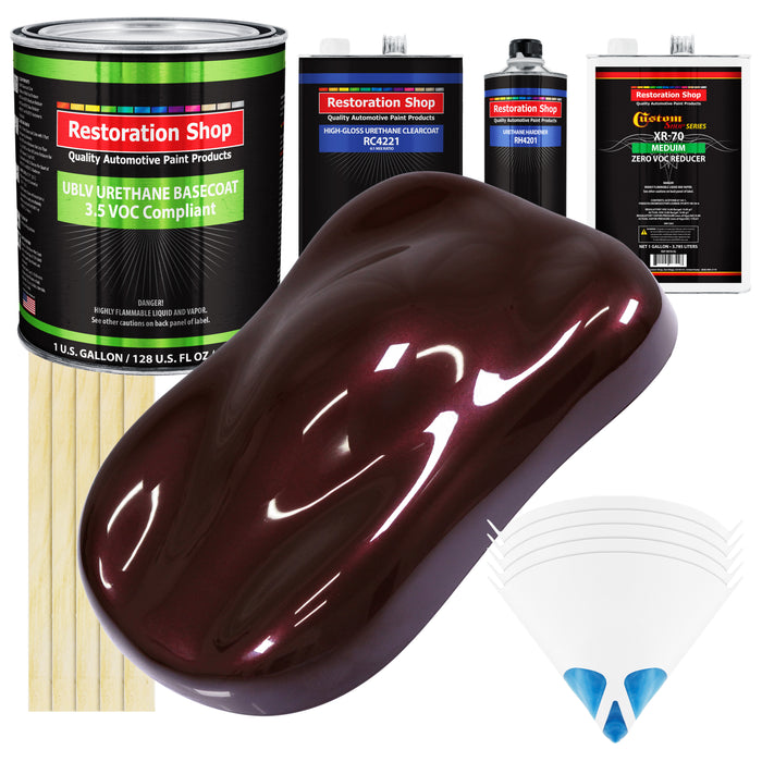 Molten Red Metallic - LOW VOC Urethane Basecoat with Clearcoat Auto Paint - Complete Medium Gallon Paint Kit - Professional Gloss Automotive Coating