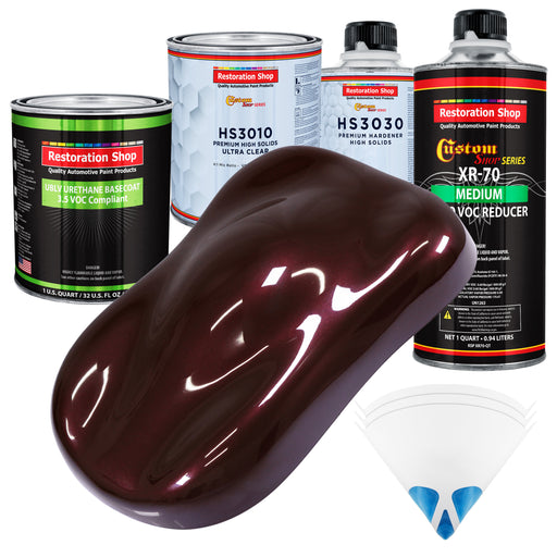 Molten Red Metallic - LOW VOC Urethane Basecoat with Premium Clearcoat Auto Paint - Complete Medium Quart Paint Kit - Professional Automotive Coating