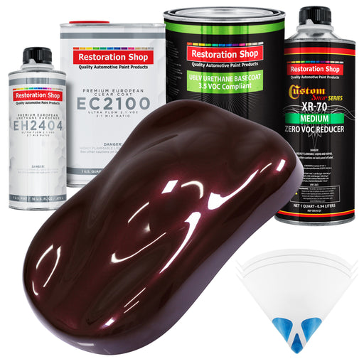 Molten Red Metallic - LOW VOC Urethane Basecoat with European Clearcoat Auto Paint - Complete Quart Paint Color Kit - Automotive Coating