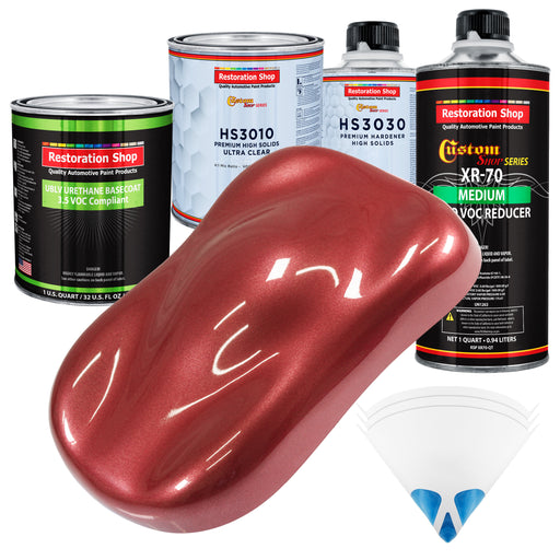 Candy Apple Red Metallic - LOW VOC Urethane Basecoat with Premium Clearcoat Auto Paint - Complete Medium Quart Paint Kit - Pro Automotive Coating