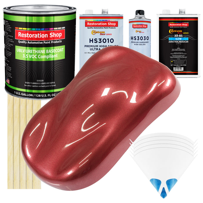 Candy Apple Red Metallic - LOW VOC Urethane Basecoat with Premium Clearcoat Auto Paint - Complete Slow Gallon Paint Kit - Pro Automotive Coating