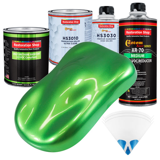 Firemist Lime - LOW VOC Urethane Basecoat with Premium Clearcoat Auto Paint - Complete Medium Quart Paint Kit - Professional Gloss Automotive Coating