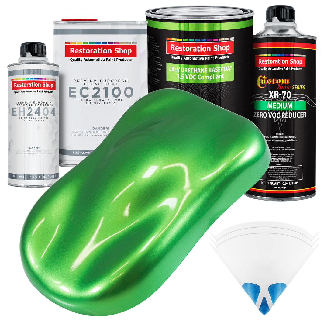 Firemist Lime - LOW VOC Urethane Basecoat with European Clearcoat Auto Paint - Complete Quart Paint Color Kit - Automotive Coating