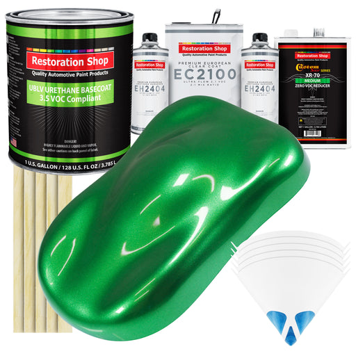 Firemist Green - LOW VOC Urethane Basecoat with European Clearcoat Auto Paint - Complete Gallon Paint Color Kit - Automotive Coating