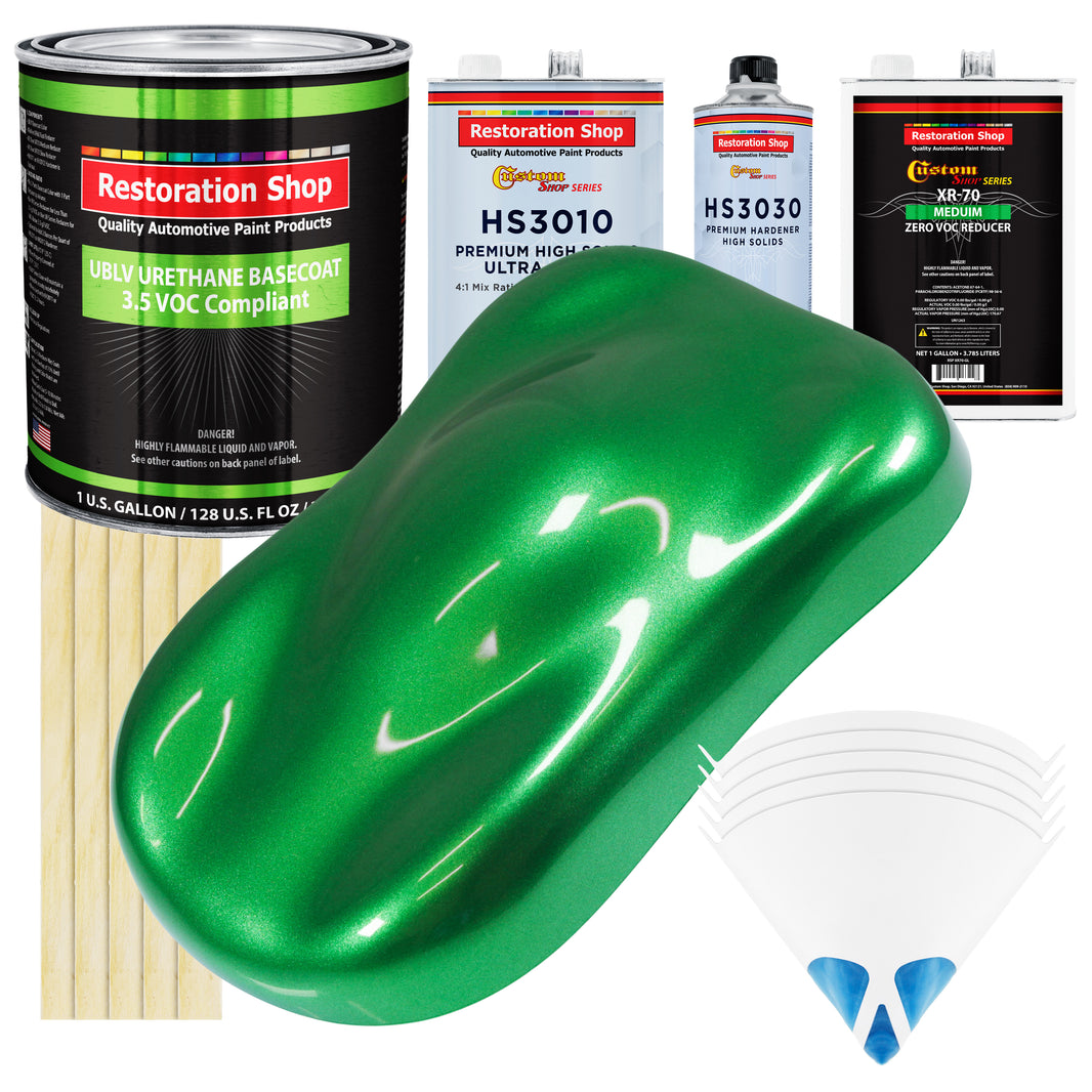 Firemist Green - LOW VOC Urethane Basecoat with Premium Clearcoat Auto Paint (Complete Medium Gallon Paint Kit) Professional Gloss Automotive Coating