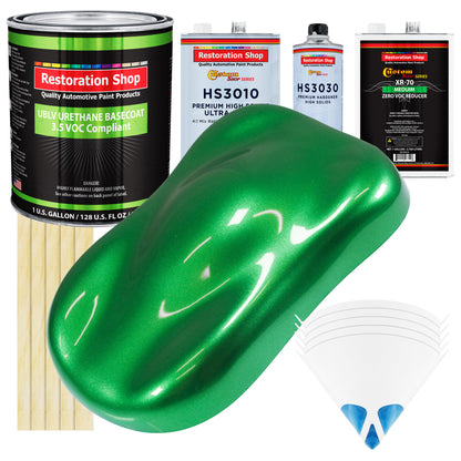 Firemist Green - LOW VOC Urethane Basecoat with Premium Clearcoat Auto Paint (Complete Medium Gallon Paint Kit) Professional Gloss Automotive Coating