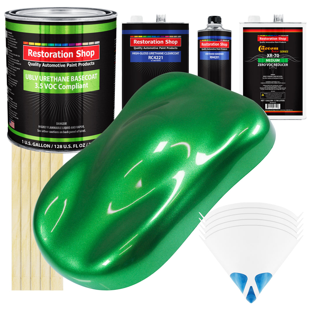 Firemist Green - LOW VOC Urethane Basecoat with Clearcoat Auto Paint - Complete Medium Gallon Paint Kit - Professional High Gloss Automotive Coating