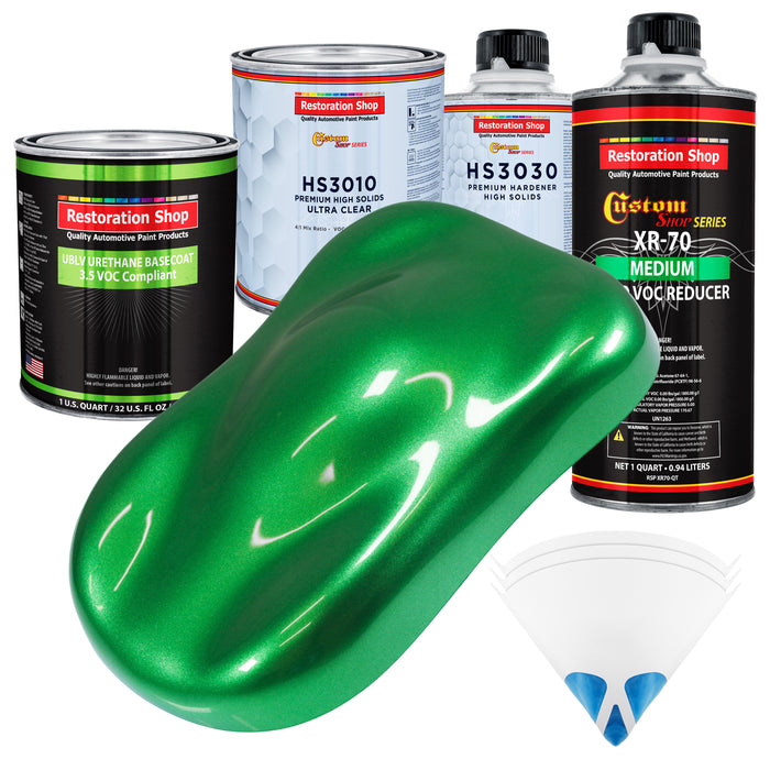 Firemist Green - LOW VOC Urethane Basecoat with Premium Clearcoat Auto Paint - Complete Medium Quart Paint Kit - Professional Gloss Automotive Coating