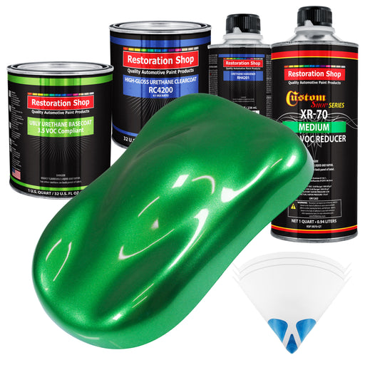 Firemist Green - LOW VOC Urethane Basecoat with Clearcoat Auto Paint - Complete Medium Quart Paint Kit - Professional High Gloss Automotive Coating
