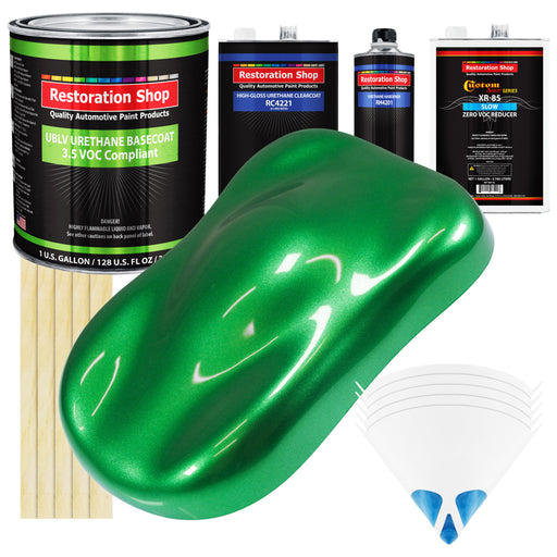 Firemist Green - LOW VOC Urethane Basecoat with Clearcoat Auto Paint - Complete Slow Gallon Paint Kit - Professional High Gloss Automotive Coating