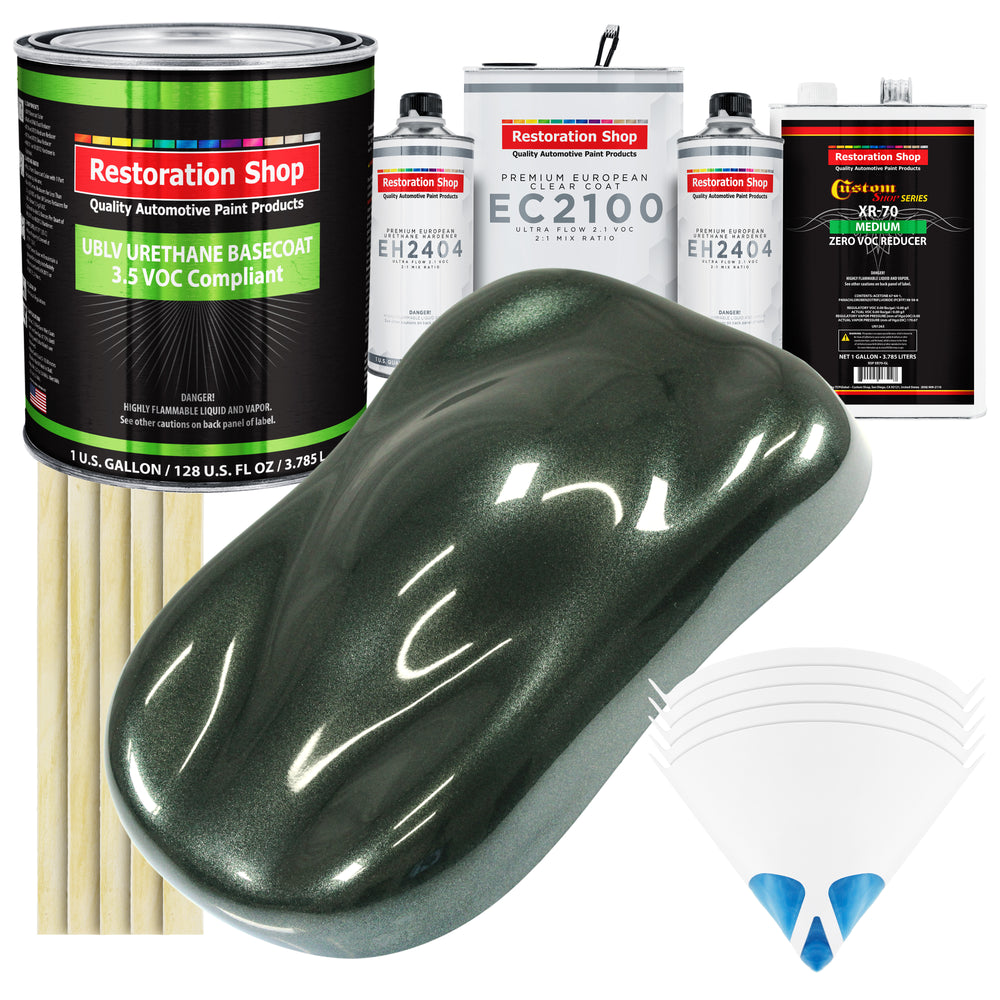 Fathom Green Firemist - LOW VOC Urethane Basecoat with European Clearcoat Auto Paint - Complete Gallon Paint Color Kit - Automotive Coating