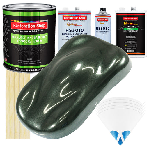 Fathom Green Firemist - LOW VOC Urethane Basecoat with Premium Clearcoat Auto Paint (Complete Medium Gallon Paint Kit) Professional Automotive Coating