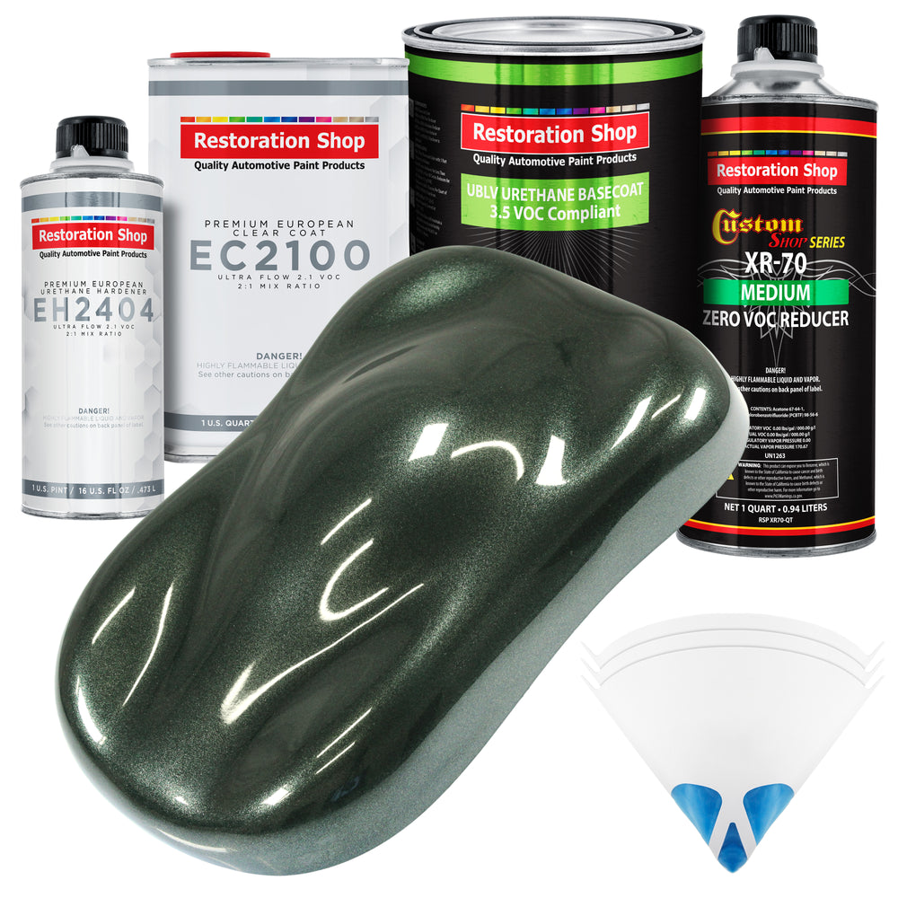 Fathom Green Firemist - LOW VOC Urethane Basecoat with European Clearcoat Auto Paint - Complete Quart Paint Color Kit - Automotive Coating