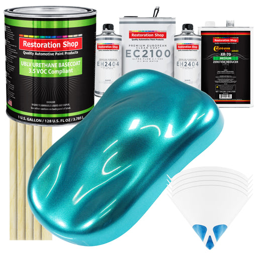 Aquamarine Firemist - LOW VOC Urethane Basecoat with European Clearcoat Auto Paint - Complete Gallon Paint Color Kit - Automotive Coating
