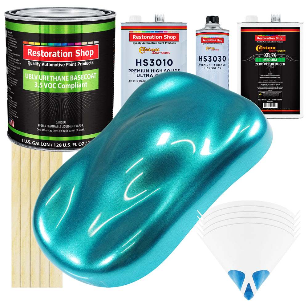 Aquamarine Firemist - LOW VOC Urethane Basecoat with Premium Clearcoat Auto Paint - Complete Medium Gallon Paint Kit - Professional Automotive Coating