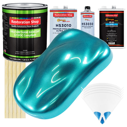 Aquamarine Firemist - LOW VOC Urethane Basecoat with Premium Clearcoat Auto Paint - Complete Slow Gallon Paint Kit - Professional Automotive Coating