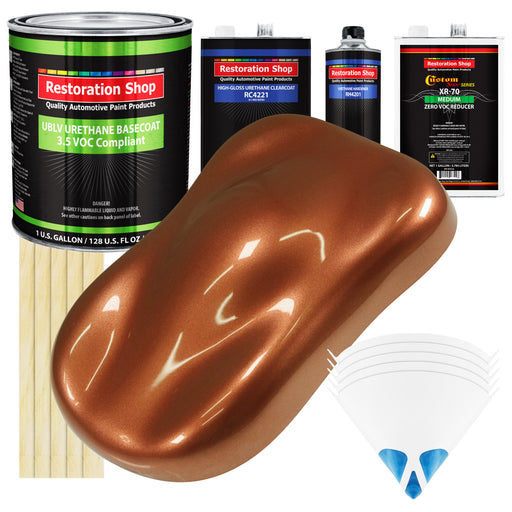 Firemist Copper - LOW VOC Urethane Basecoat with Clearcoat Auto Paint - Complete Medium Gallon Paint Kit - Professional High Gloss Automotive Coating