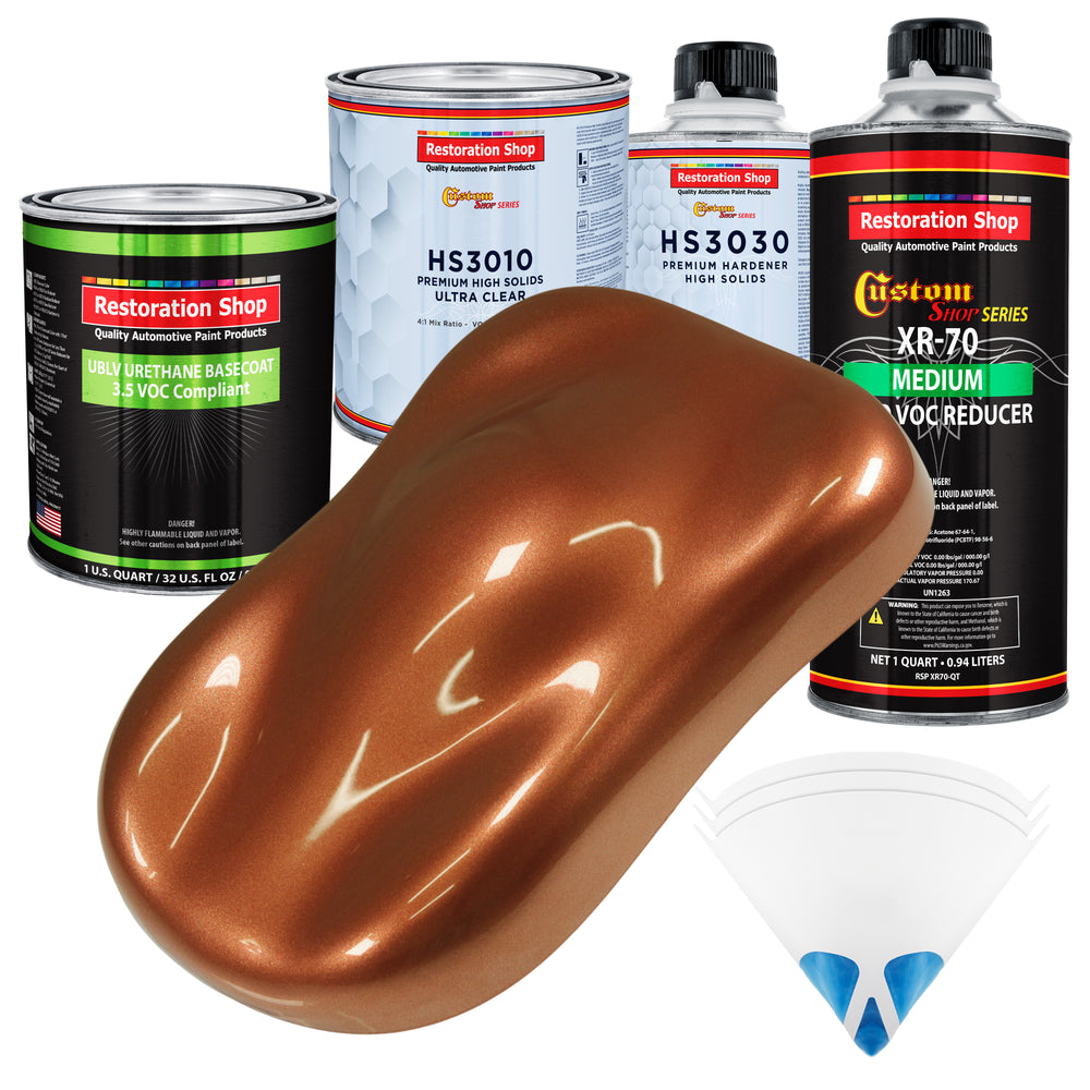 Firemist Copper - LOW VOC Urethane Basecoat with Premium Clearcoat Auto Paint (Complete Medium Quart Paint Kit) Professional Gloss Automotive Coating