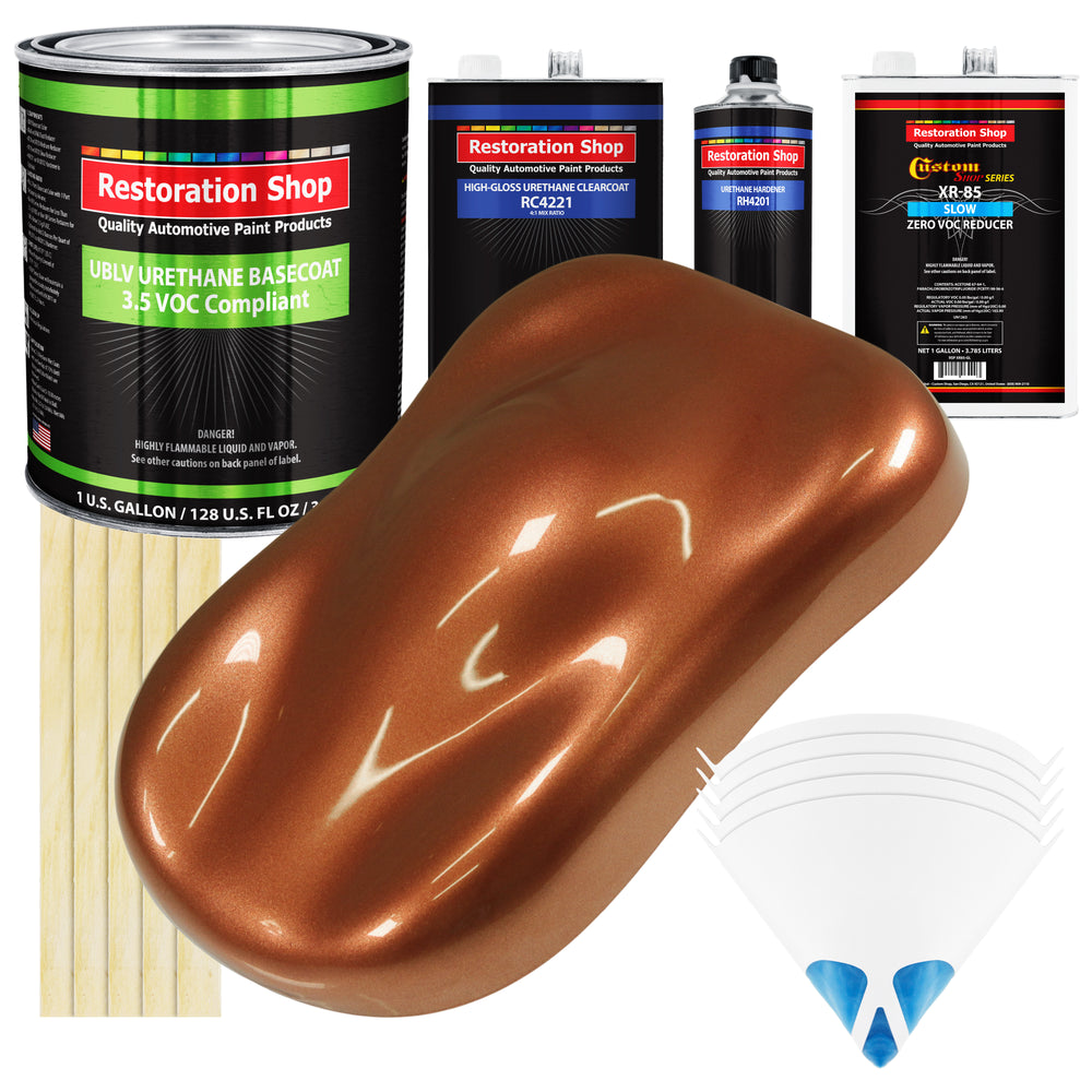 Firemist Copper - LOW VOC Urethane Basecoat with Clearcoat Auto Paint - Complete Slow Gallon Paint Kit - Professional High Gloss Automotive Coating