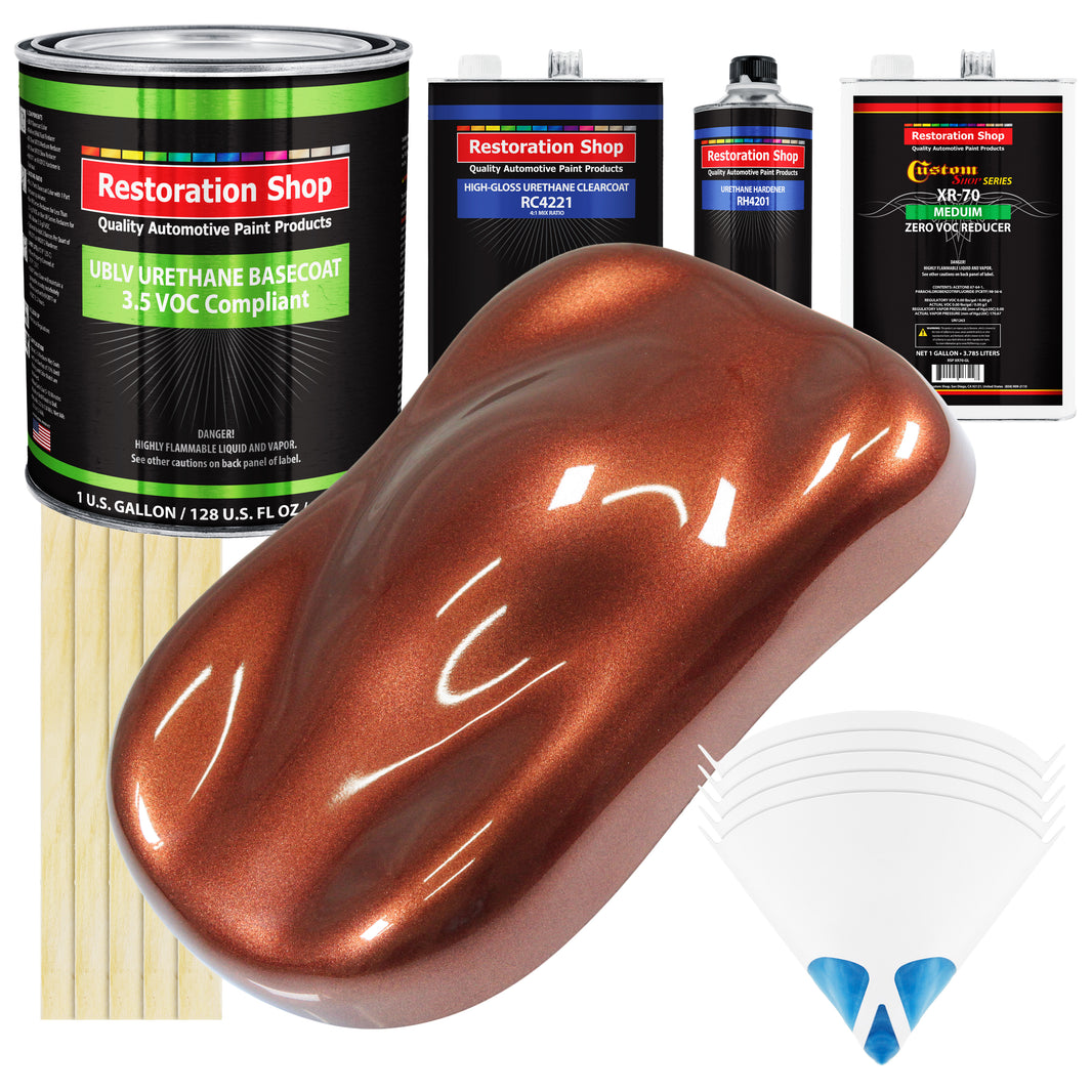 Saddle Brown Firemist - LOW VOC Urethane Basecoat with Clearcoat Auto Paint - Complete Medium Gallon Paint Kit - Professional Gloss Automotive Coating