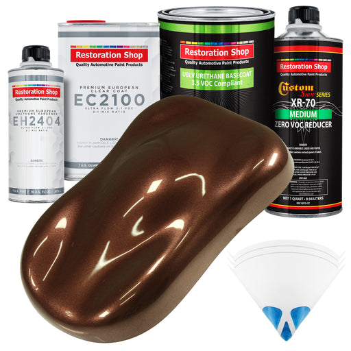 Saddle Brown Firemist - LOW VOC Urethane Basecoat with European Clearcoat Auto Paint - Complete Quart Paint Color Kit - Automotive Coating