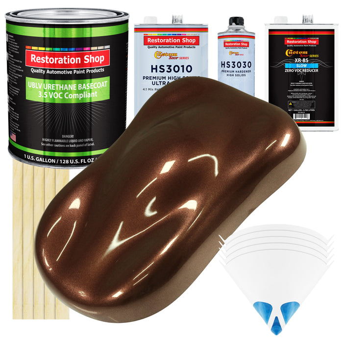 Saddle Brown Firemist - LOW VOC Urethane Basecoat with Premium Clearcoat Auto Paint - Complete Slow Gallon Paint Kit - Professional Automotive Coating