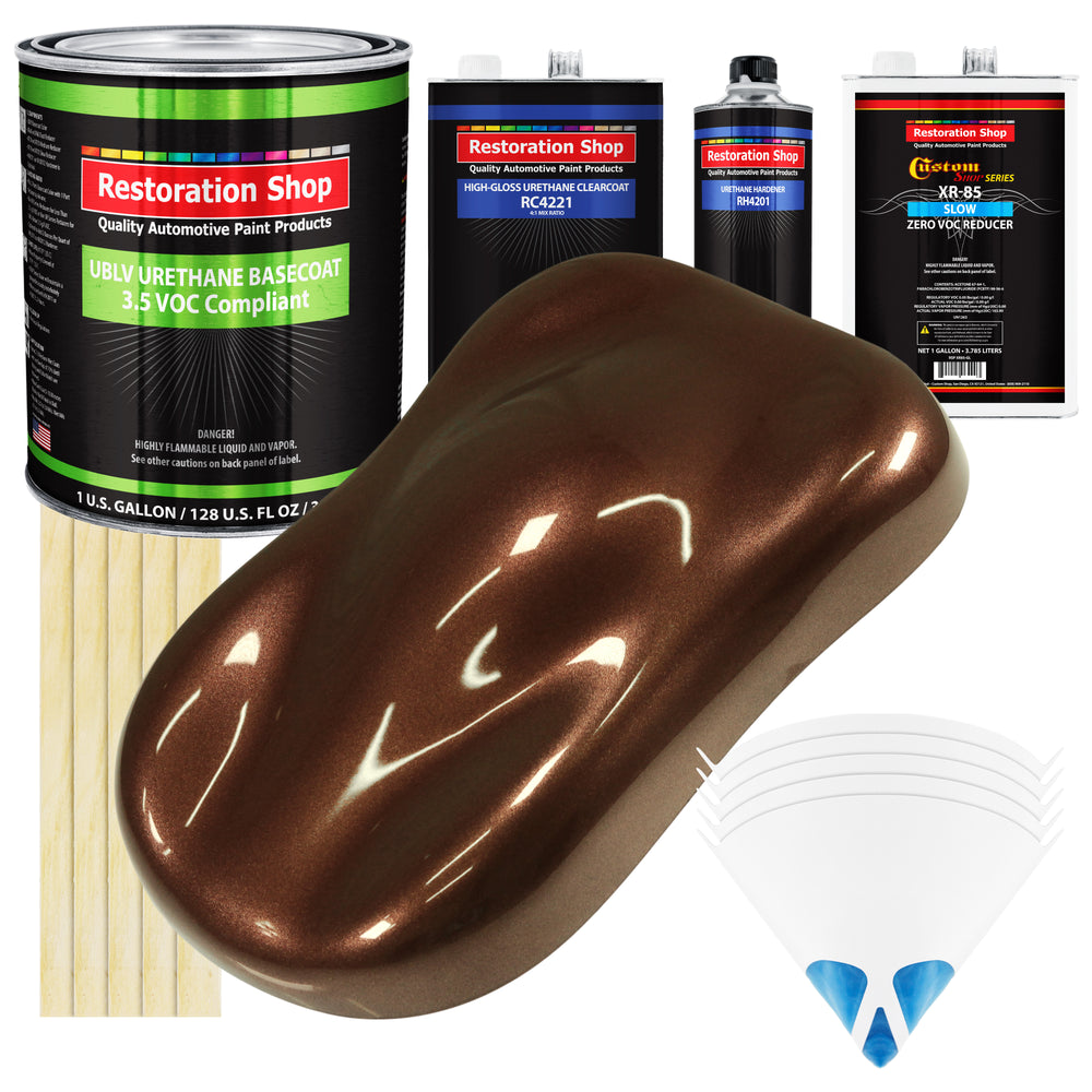 Saddle Brown Firemist - LOW VOC Urethane Basecoat with Clearcoat Auto Paint - Complete Slow Gallon Paint Kit - Professional Gloss Automotive Coating