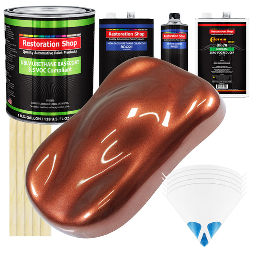 Whole Earth Brown Firemist - LOW VOC Urethane Basecoat with Clearcoat Auto Paint - Complete Medium Gallon Paint Kit - Professional Automotive Coating