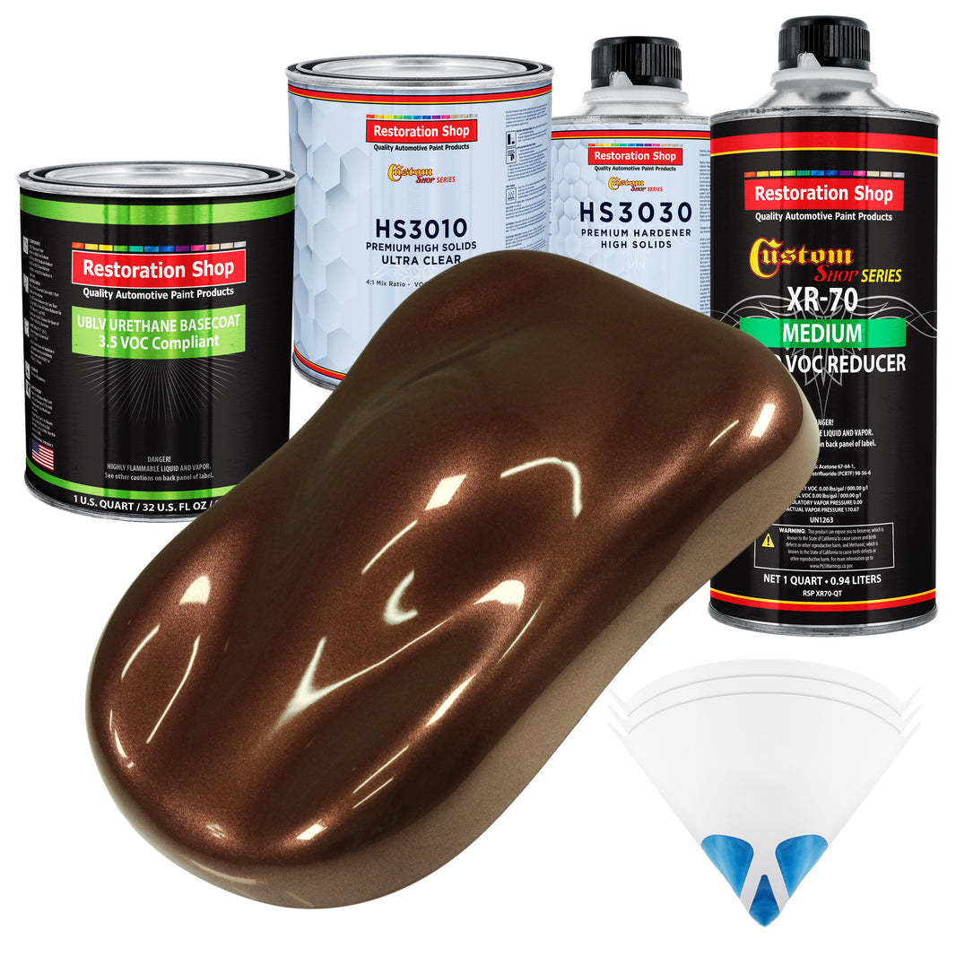 Whole Earth Brown Firemist - LOW VOC Urethane Basecoat with Premium Clearcoat Auto Paint - Complete Medium Quart Paint Kit - Pro Automotive Coating