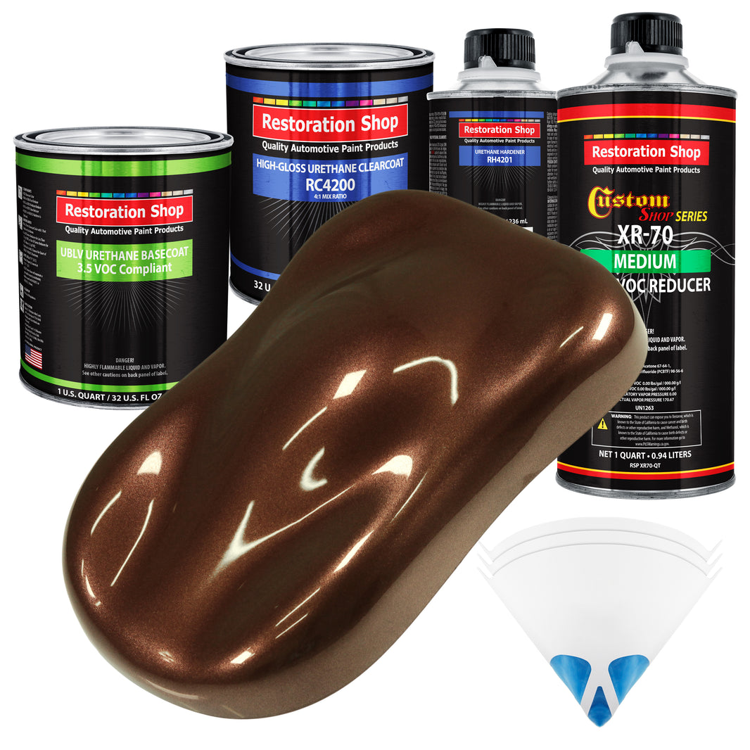 Whole Earth Brown Firemist - LOW VOC Urethane Basecoat with Clearcoat Auto Paint - Complete Medium Quart Paint Kit - Professional Automotive Coating