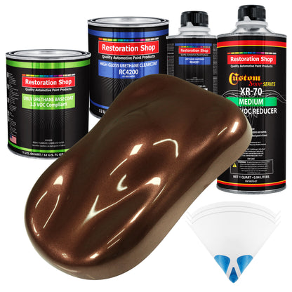 Whole Earth Brown Firemist - LOW VOC Urethane Basecoat with Clearcoat Auto Paint - Complete Medium Quart Paint Kit - Professional Automotive Coating