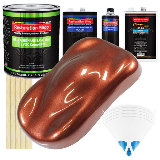 Whole Earth Brown Firemist - LOW VOC Urethane Basecoat with Clearcoat Auto Paint - Complete Slow Gallon Paint Kit - Professional Automotive Coating