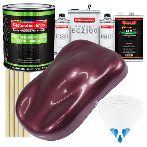 Milano Maroon Firemist - LOW VOC Urethane Basecoat with European Clearcoat Auto Paint - Complete Gallon Paint Color Kit - Automotive Coating