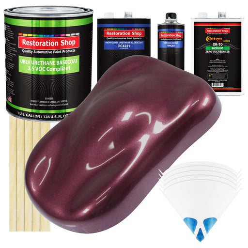 Milano Maroon Firemist - LOW VOC Urethane Basecoat with Clearcoat Auto Paint (Complete Medium Gallon Paint Kit) Professional Gloss Automotive Coating