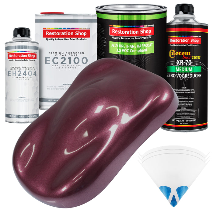 Milano Maroon Firemist - LOW VOC Urethane Basecoat with European Clearcoat Auto Paint - Complete Quart Paint Color Kit - Automotive Coating