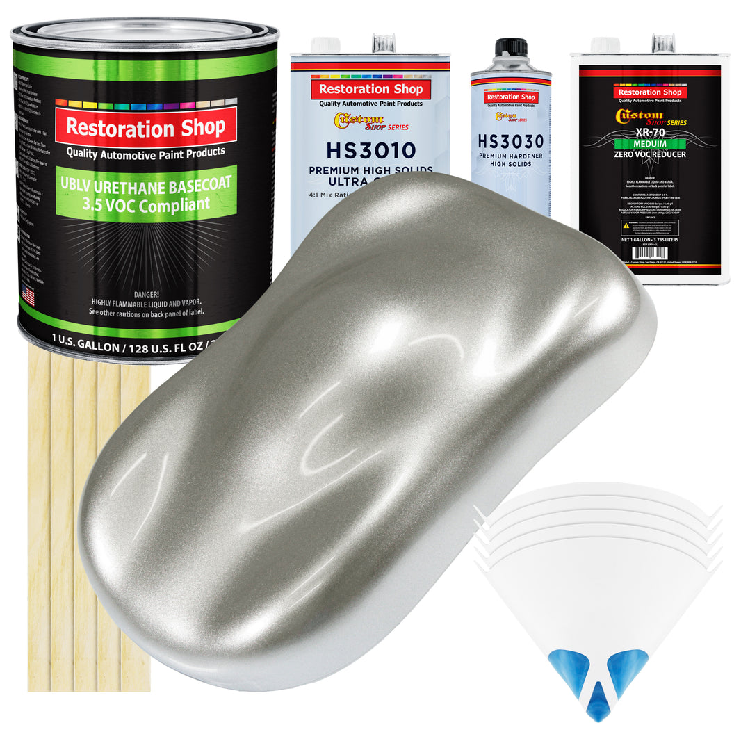 Brilliant Silver Firemist - LOW VOC Urethane Basecoat with Premium Clearcoat Auto Paint - Complete Medium Gallon Paint Kit - Pro Automotive Coating