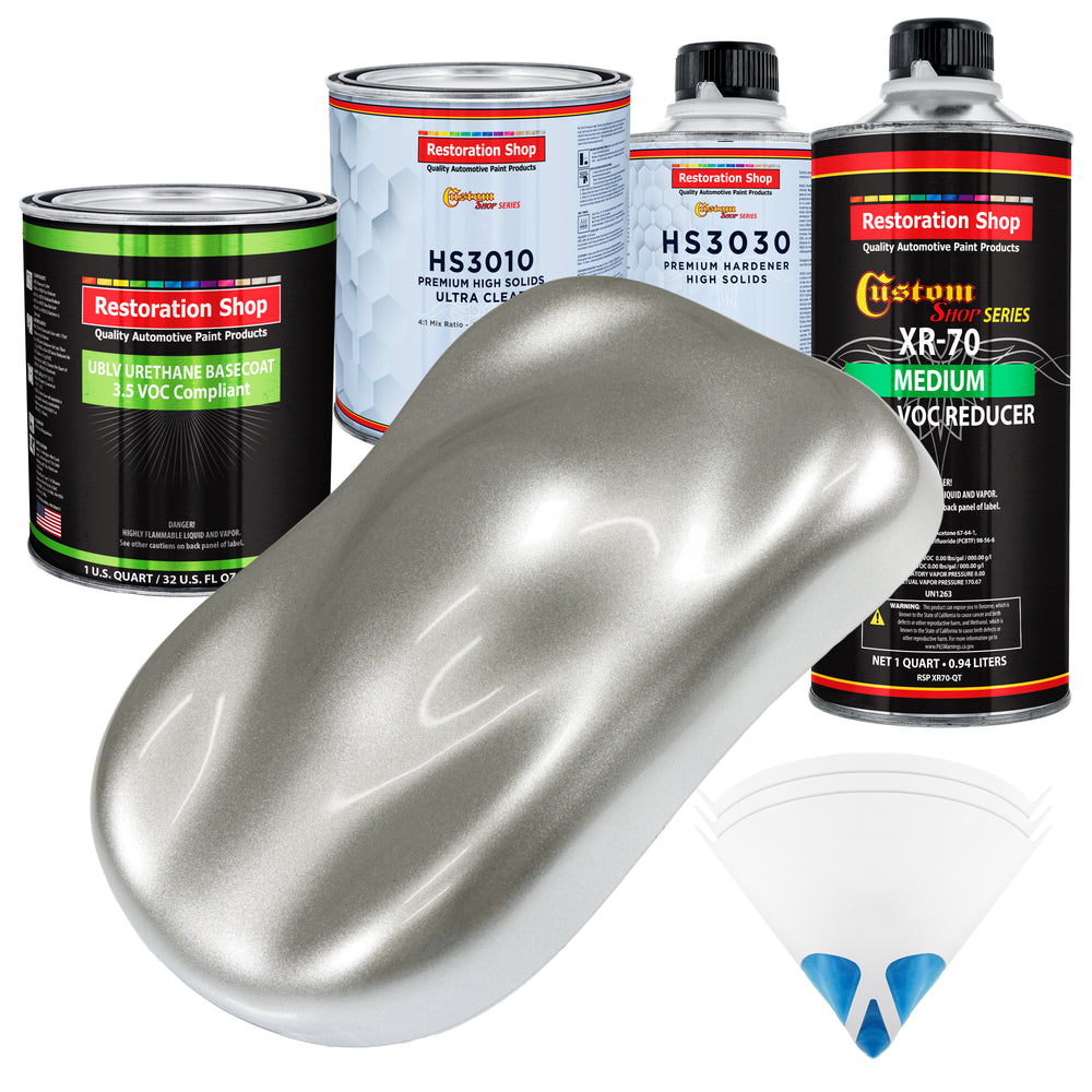 Brilliant Silver Firemist - LOW VOC Urethane Basecoat with Premium Clearcoat Auto Paint - Complete Medium Quart Paint Kit - Pro Automotive Coating