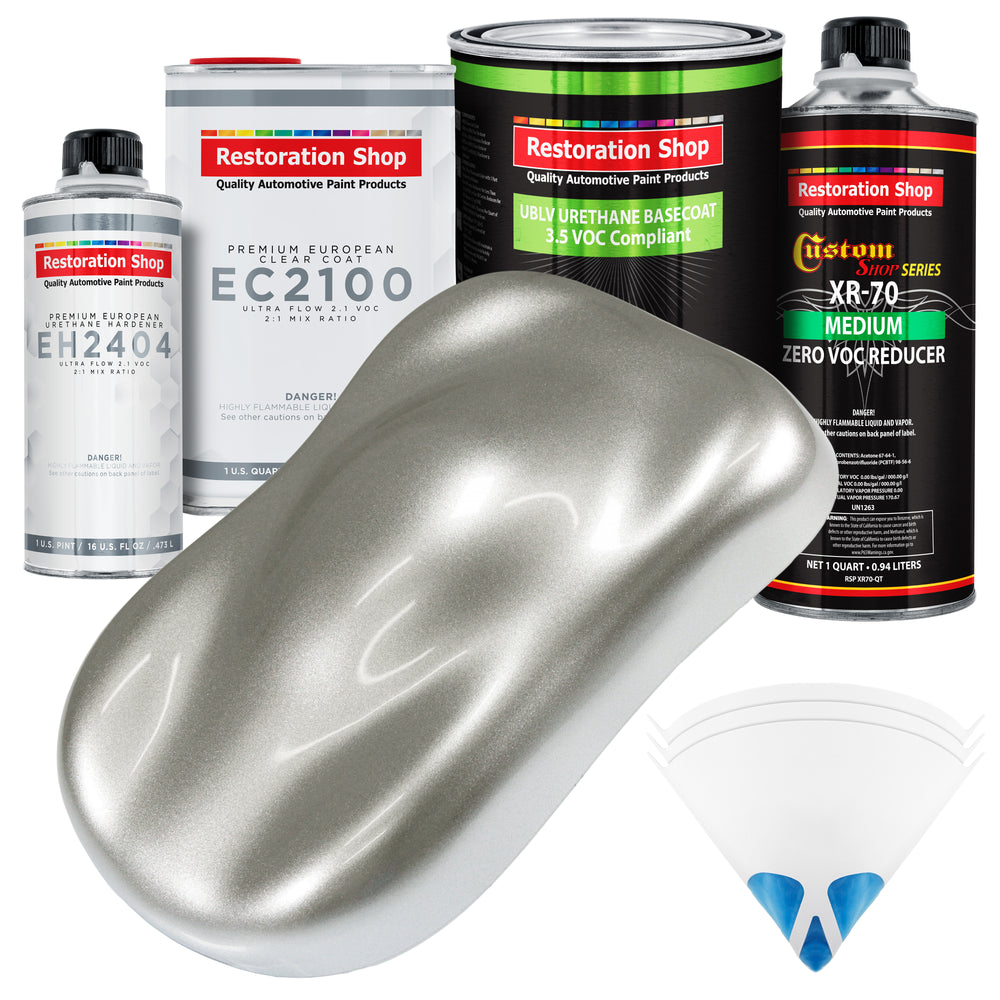 Brilliant Silver Firemist - LOW VOC Urethane Basecoat with European Clearcoat Auto Paint - Complete Quart Paint Color Kit - Automotive Coating