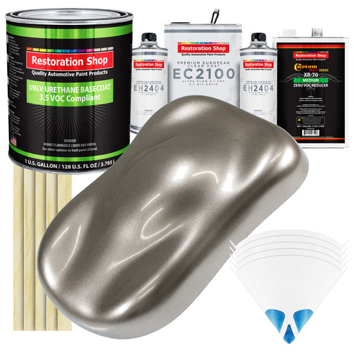 Firemist Pewter Silver - LOW VOC Urethane Basecoat with European Clearcoat Auto Paint - Complete Gallon Paint Color Kit - Automotive Coating