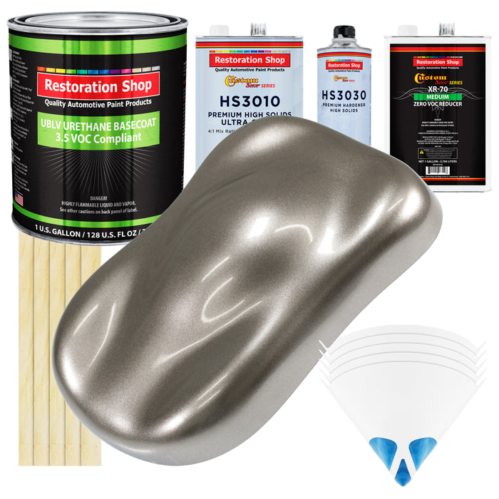 Firemist Pewter Silver - LOW VOC Urethane Basecoat with Premium Clearcoat Auto Paint - Complete Medium Gallon Paint Kit - Pro Automotive Coating