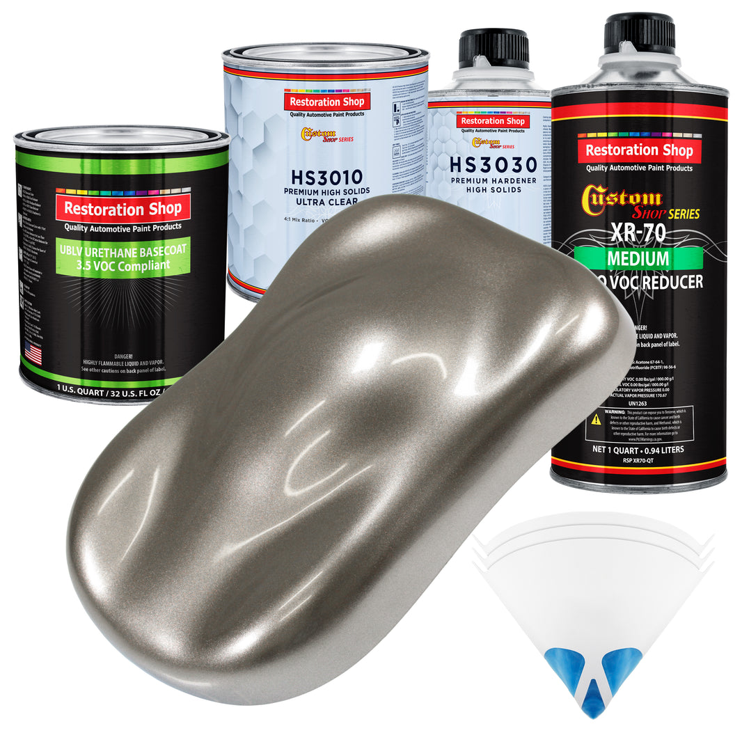 Firemist Pewter Silver - LOW VOC Urethane Basecoat with Premium Clearcoat Auto Paint (Complete Medium Quart Paint Kit) Professional Automotive Coating