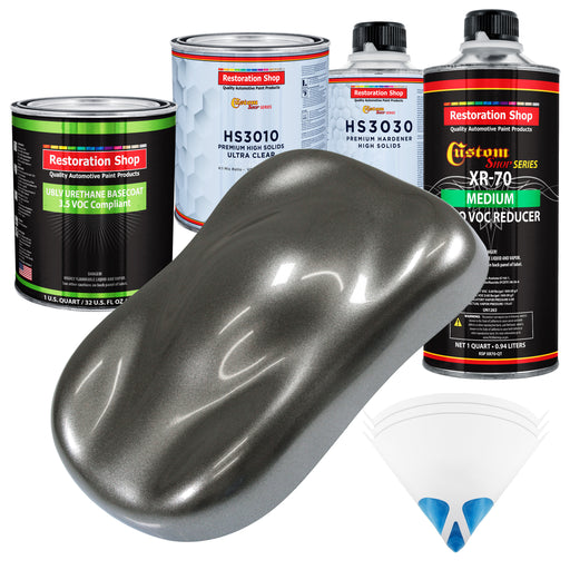 Charcoal Gray Firemist - LOW VOC Urethane Basecoat with Premium Clearcoat Auto Paint (Complete Medium Quart Paint Kit) Professional Automotive Coating