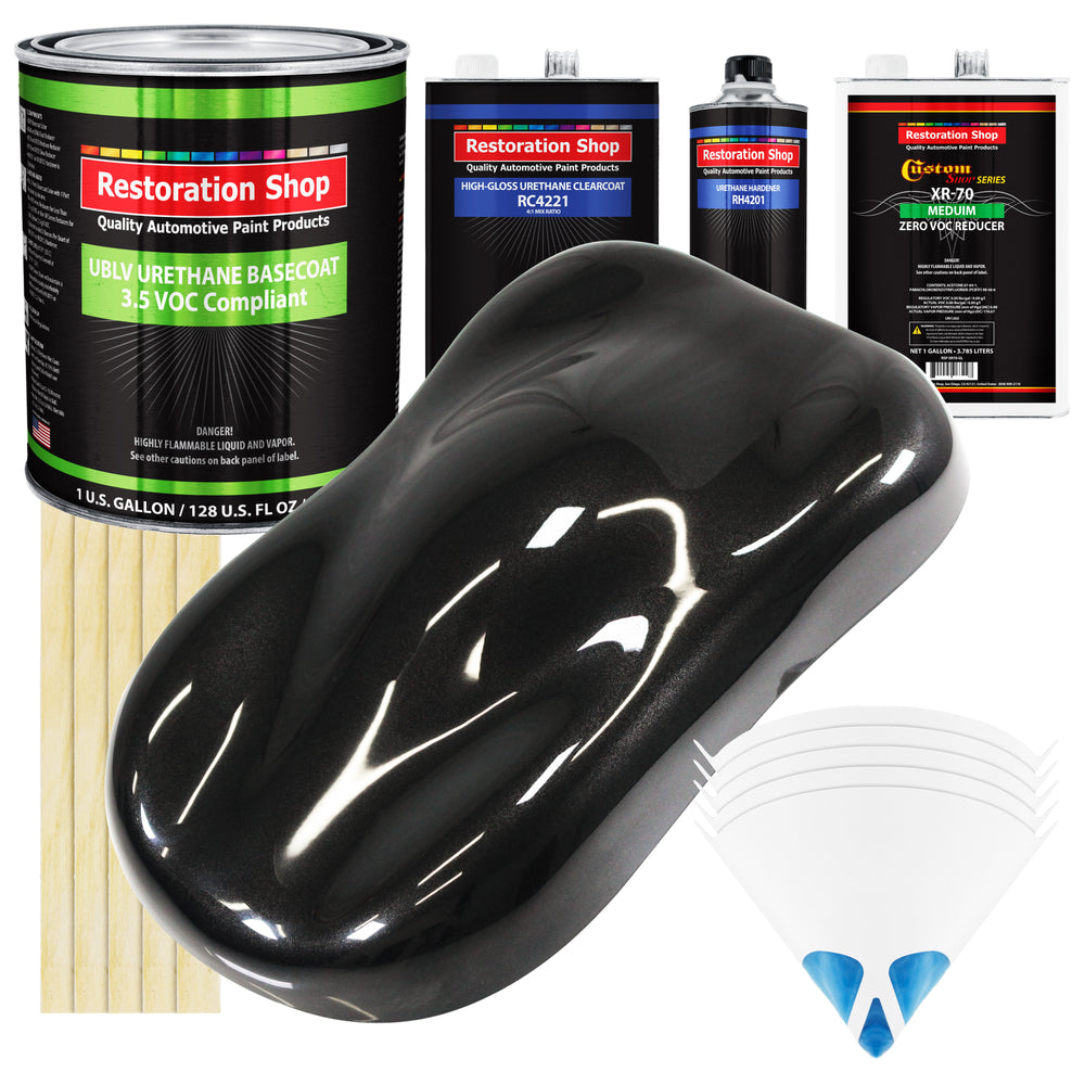 Black Diamond Firemist - LOW VOC Urethane Basecoat with Clearcoat Auto Paint (Complete Medium Gallon Paint Kit) Professional Gloss Automotive Coating